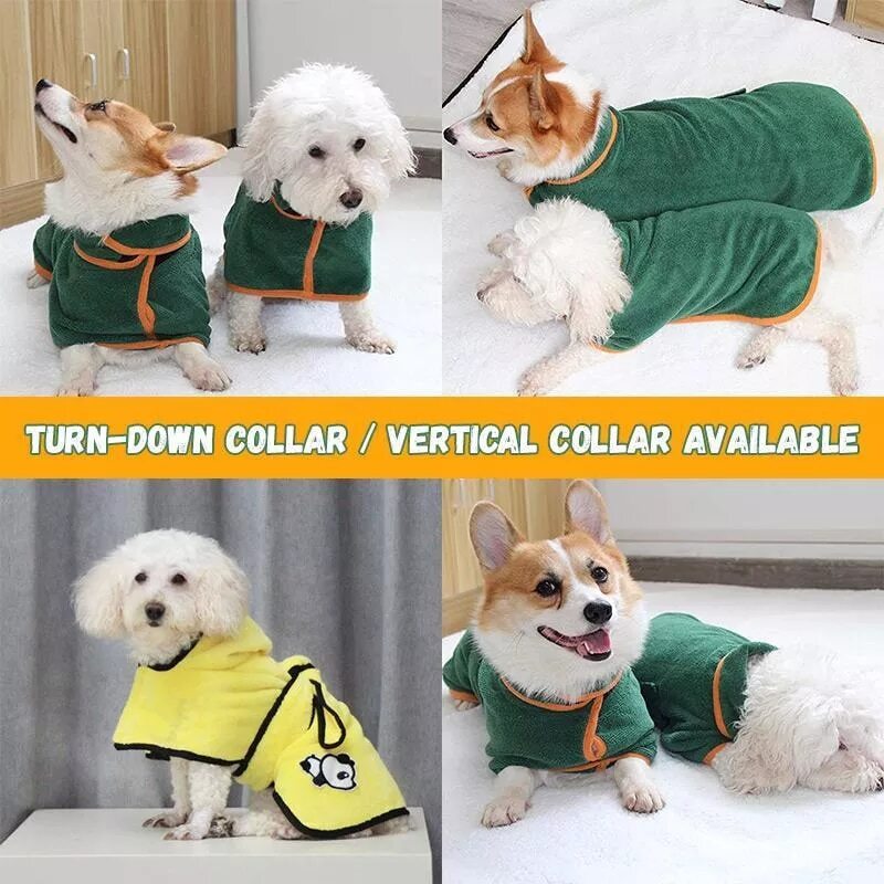 Dog Bathrobe Towel Bath Robe Pet Bathrobe Drying Coat Absorbent Towel For Large Medium Small Dog