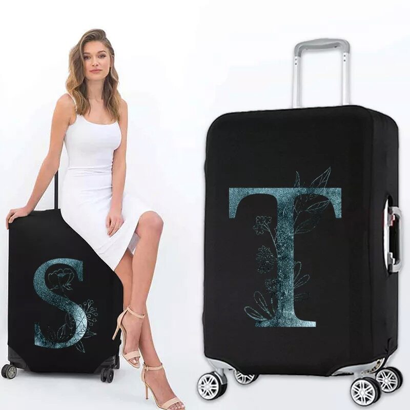 Color: 8BluebI, Size: XL - Blue Letter Suitcase Cover Elastic Luggage Cover Dust-proof Protective Cover Suitable for 18-32 Inch Travel Suitcases - Minihomy