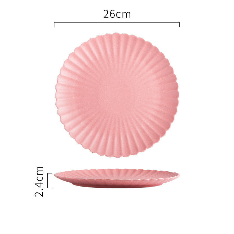 Creative Simple Solid-color Ceramic Plate Fruit Cake Plate Round Beef Steak Western Plate - Minihomy