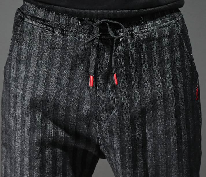 Japanese Style Men Jeans Stripe Designer Casual Denim Cargo Pants Men
