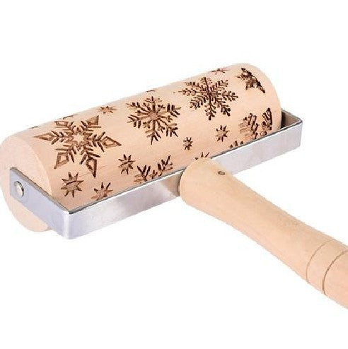 Push-Style Christmas Embossing Rolling Pin Printed Cookie Dough Stick Fondant Tool Baking Noodle Cake Dough Engraved Roller Q40 - Minihomy