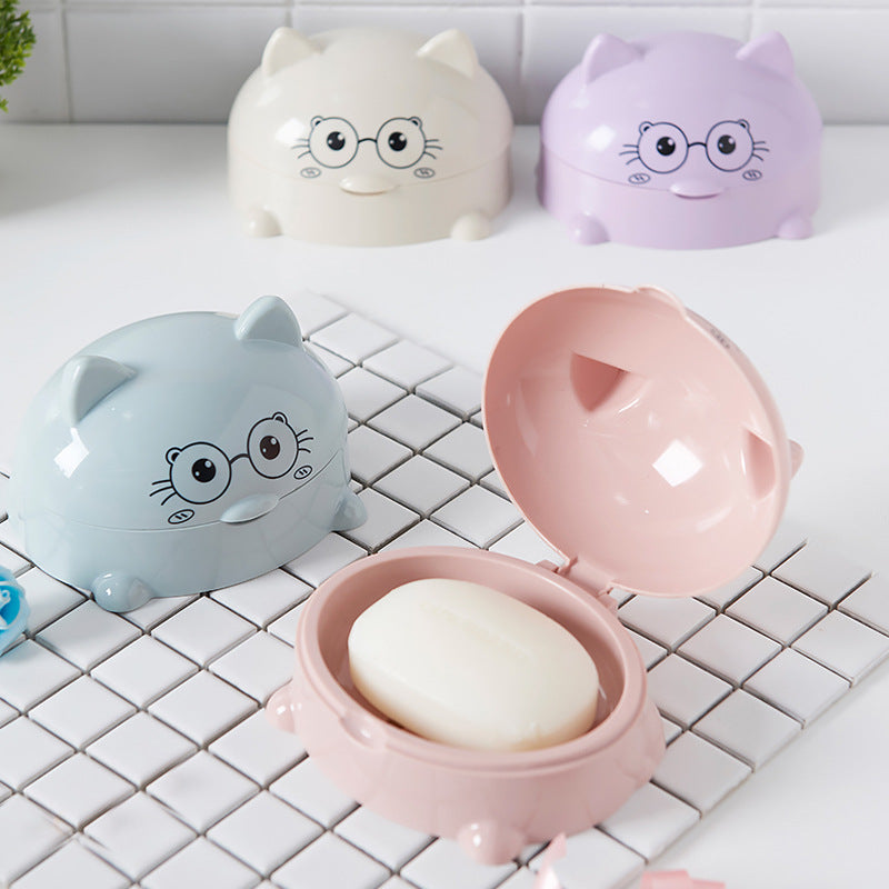 Household bathroom soap box with lid cartoon soap box