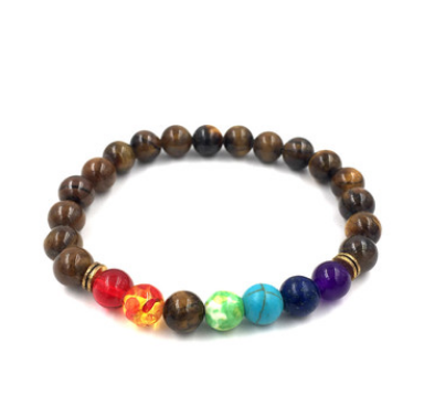 Agate molten rock 8mm energy volcanic stone chakra colorful beads bracelet string - Minihomy