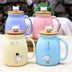 Cartoon Ceramics Cat Mug With Lid and Spoon Coffee Milk Tea Mugs - Minihomy