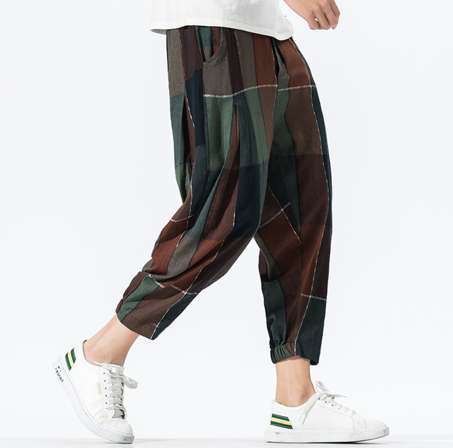 Ankle-Length Linen Joggers Men Pants - Minihomy