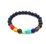 Agate molten rock 8mm energy volcanic stone chakra colorful beads bracelet string - Minihomy