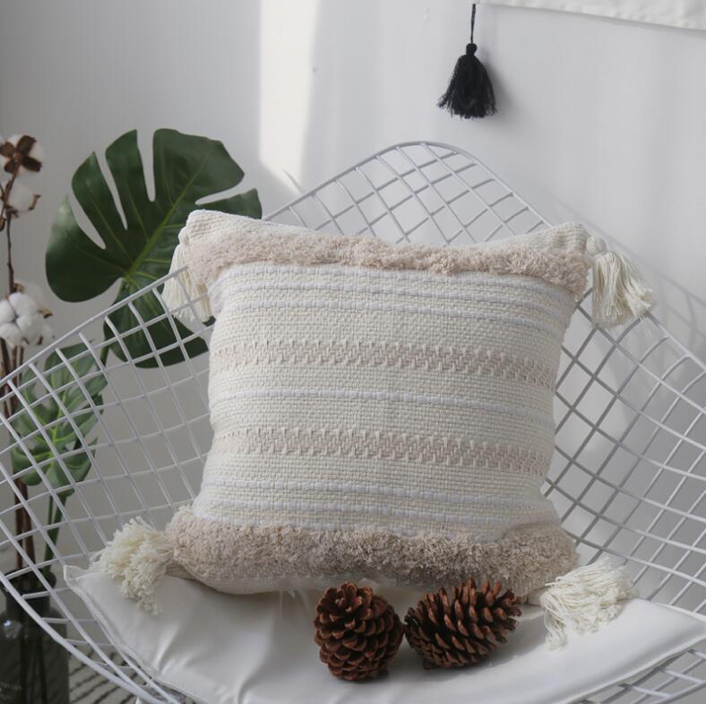 Cushion Shell Canvas Throw Pillow Tufted Pillowcase - Minihomy