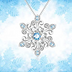 925 Sterling Silver Snowflake Pendant Necklace Blue and White  Romantic Jewelry Gift