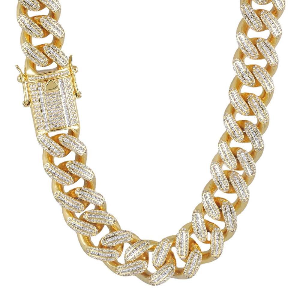 Copper Plated 18K Gold Full Diamond Cuban Necklace - Minihomy