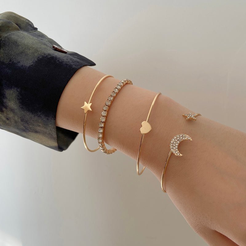 Bohemian Gold Star Moon Bracelet