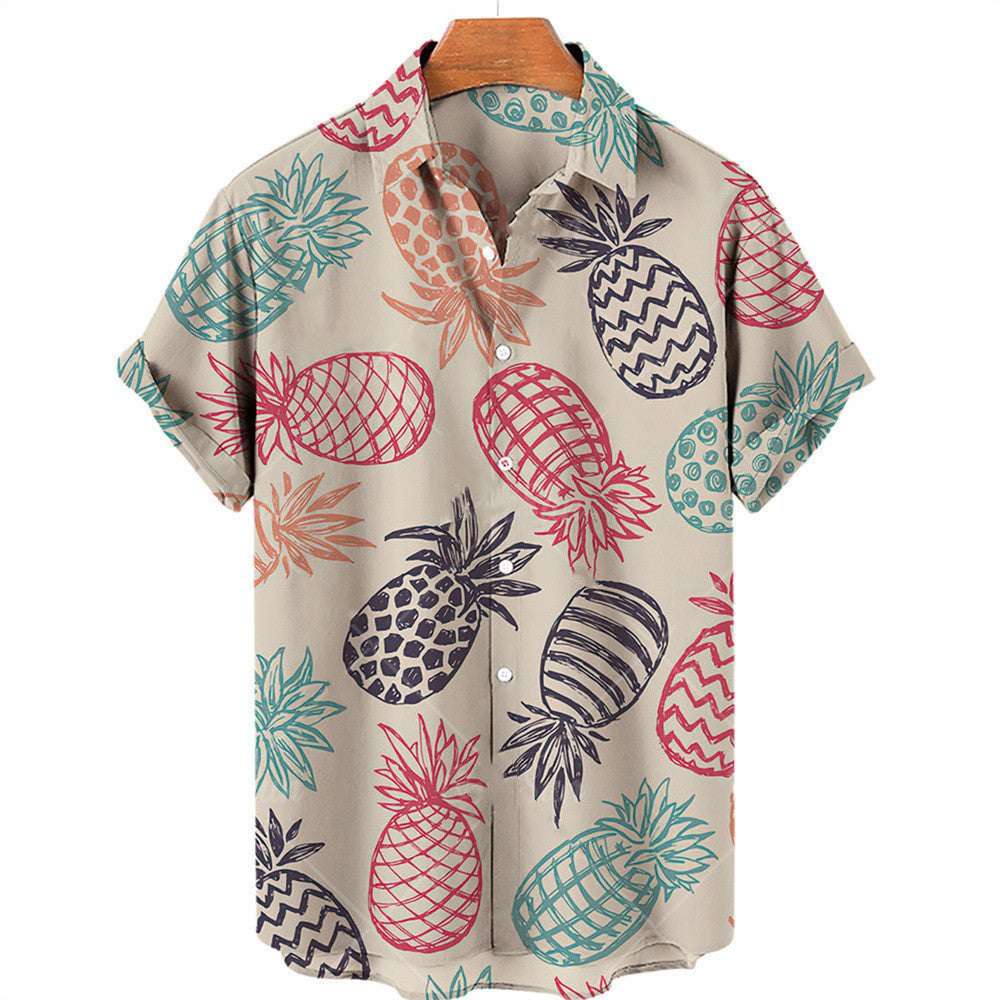 Casual Fruit Print Hawaiian Shirt For Men - Minihomy