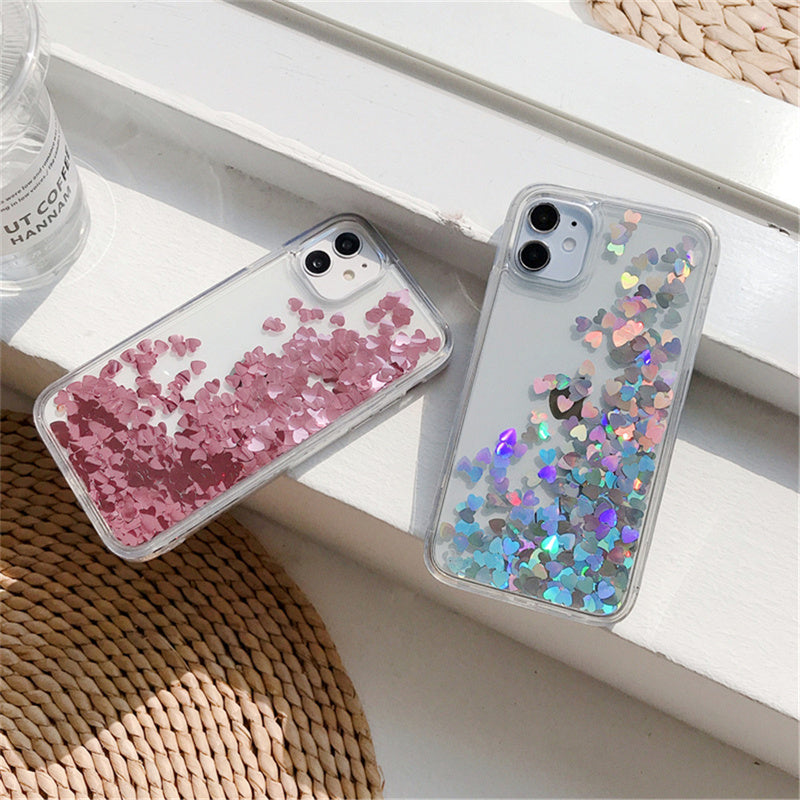 Quicksand Flowing Love Silicone Phone Case