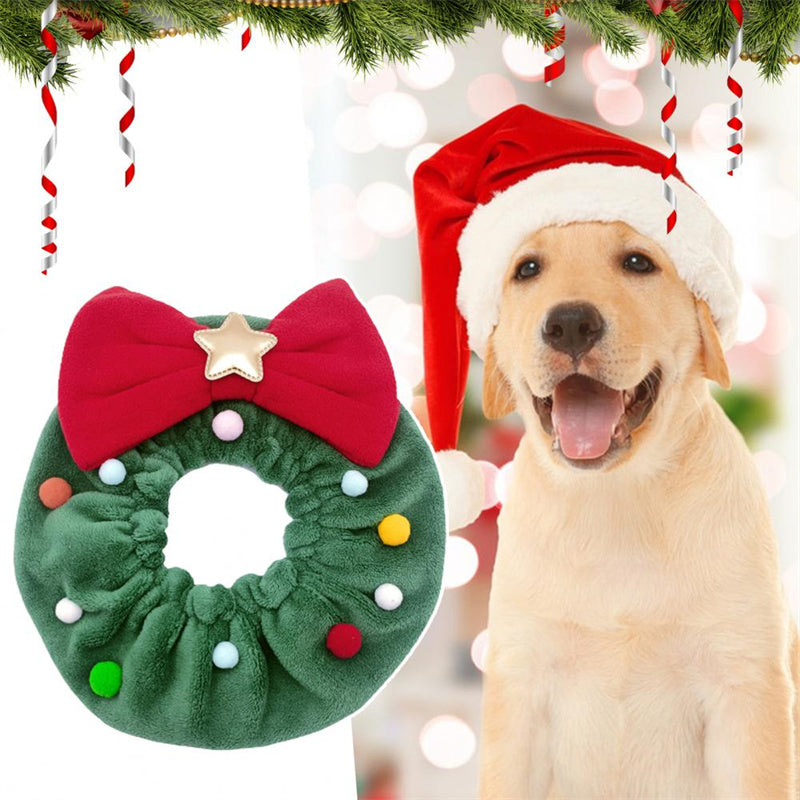 Christmas Pet Bow-knot Collar Friendly To Skin Xmas Pet Scarf Washable Party Pet Dog Neck Strap Scarf Photo Prop Pet Supplies - Minihomy