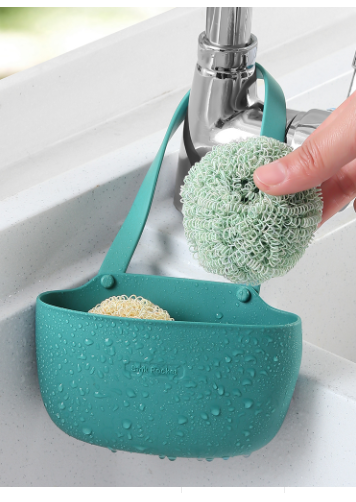 Sink drain bag faucet sponge rack