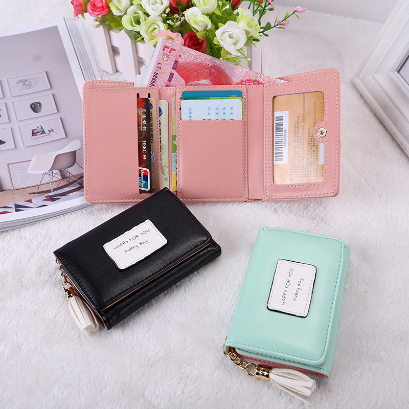 Korean letter short Purse female Wallet - Minihomy