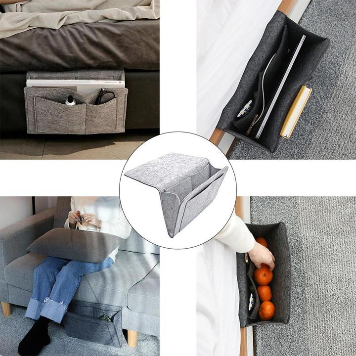 Bed Storage Bag with Pocket Felt Bedside Hanger Table Sofa Bedroom Mattress Bedside Anti-slip Organizer Holders - Minihomy