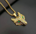 Men Stainless Steel Necklace Gold Color Viking Wolf Head Necklace Pendant With Chain Iced Out Norse Talisman Ethnic Jewelry - Minihomy