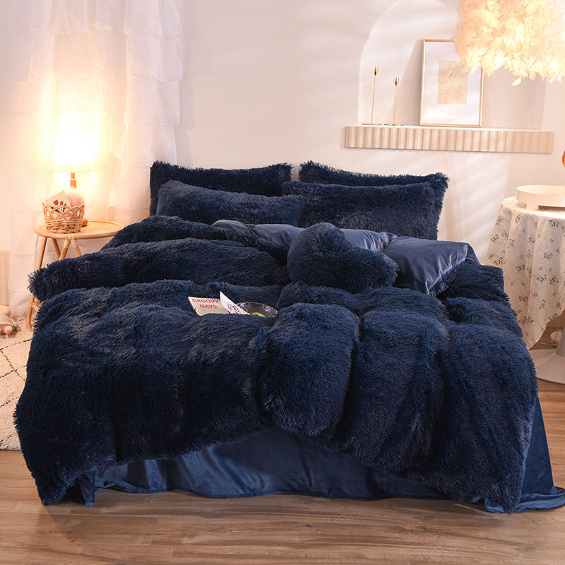 Duvet Cover Queen King Winter Warm Bed Quilt Cover Pillowcase Fluffy Plush Shaggy Bedclothes Bedding Set