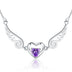 Angel Wings Necklace Pure Silver 925 Jewelry Romantic Purple Crystal Heart Necklaces For Women - Minihomy