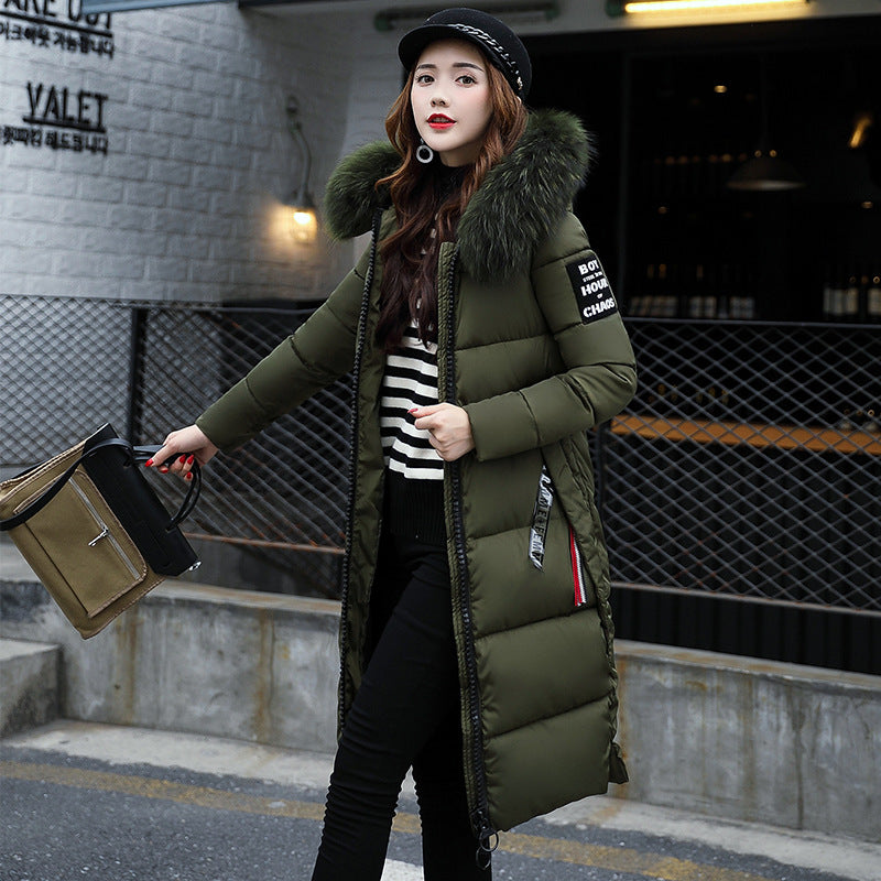 Zipper Long Slim Cotton Coat Women Casual Hooded Thick Parka Ladies