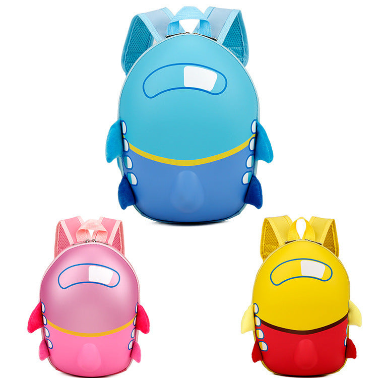 Children's cartoon kindergarten schoolbag small aircraft hard shell backpack waterproof eggshell double shoulder bag - Minihomy