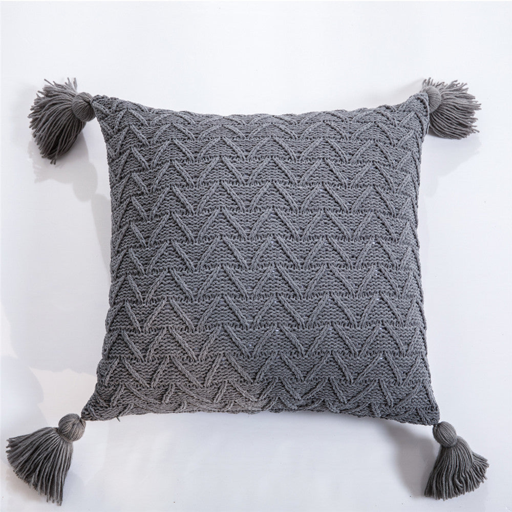 Chenille knitted quilted pillowcase - Minihomy