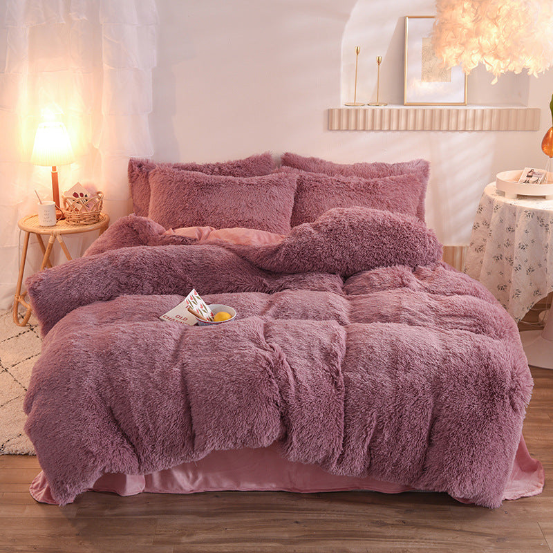 Duvet Cover Queen King Winter Warm Bed Quilt Cover Pillowcase Fluffy Plush Shaggy Bedclothes Bedding Set