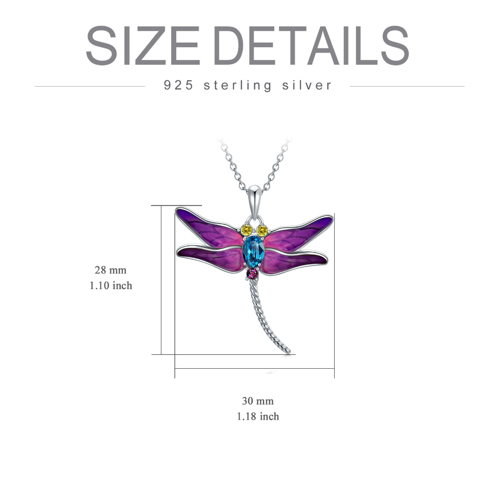 925 Sterling Silver Dragonfly Pendant Necklaces with Crystal Jewelry for Women - Minihomy