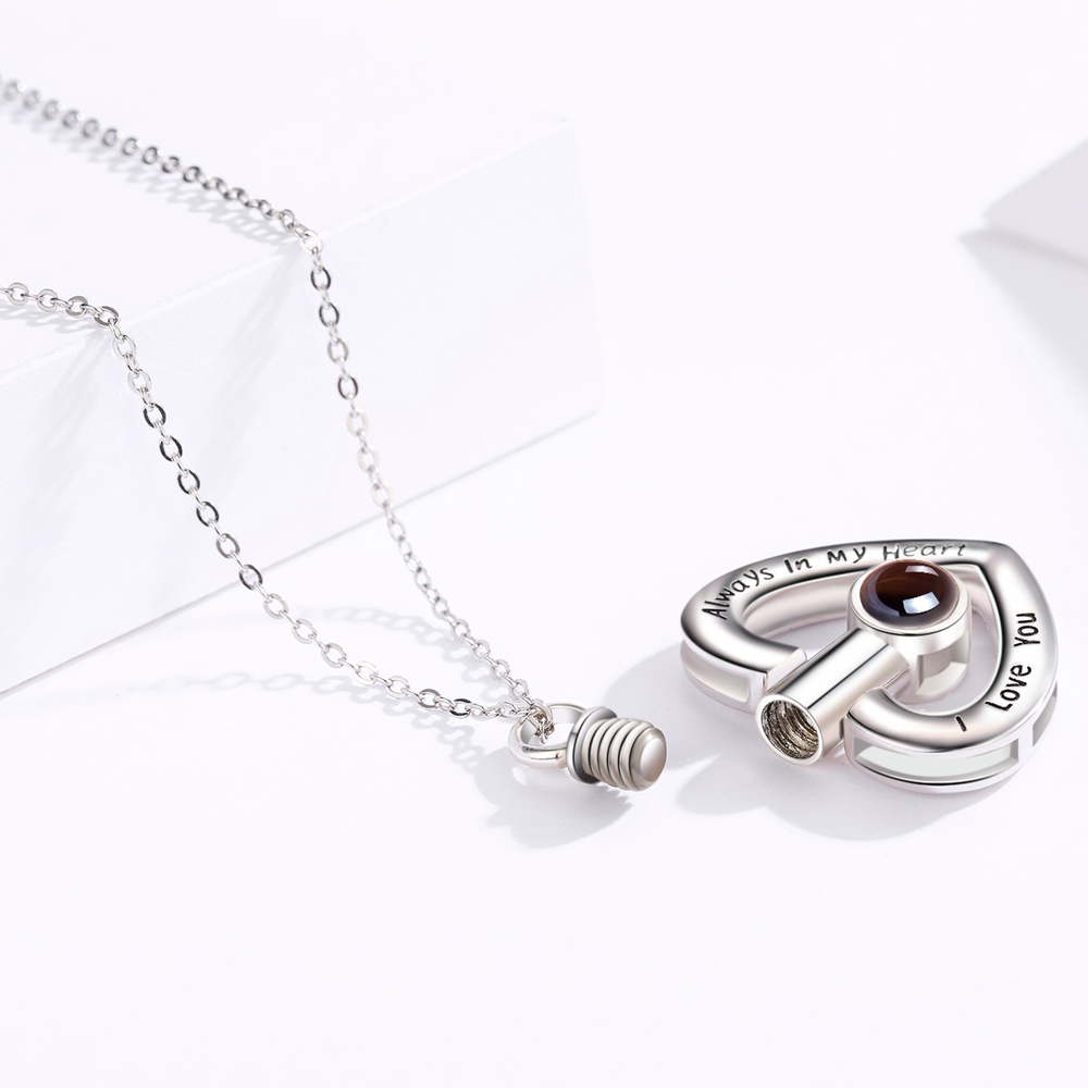 925 Sterling Silver Heart Urn Necklace for Ashes Heart Pendant - Minihomy