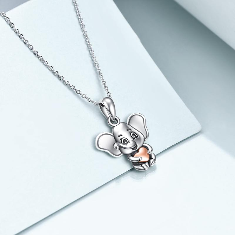 Sterling Silver Elephant Heart Pendant Necklace for Women Jewelry Gifts