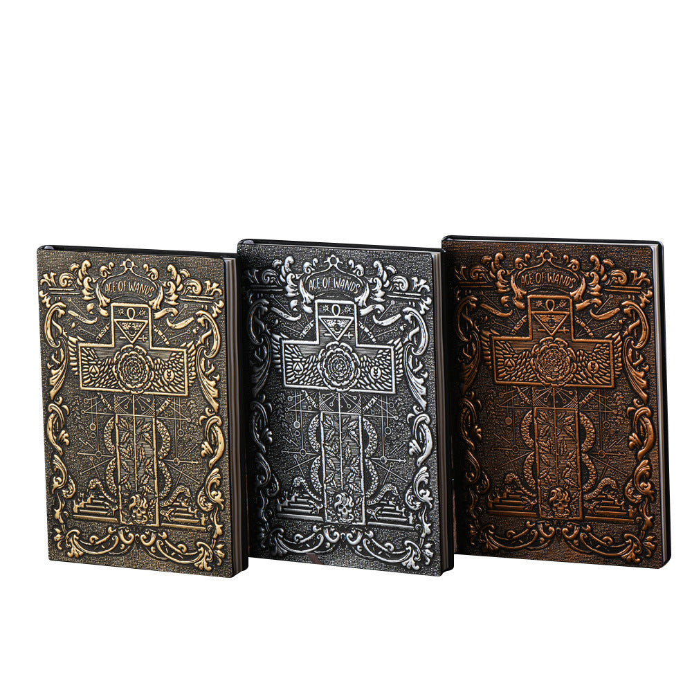 Tarot Card Retro Embossed Notebook PU Bronze Notepad Factory Direct Supply