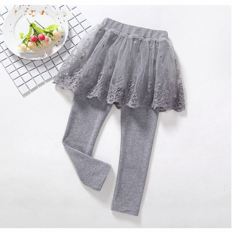 Children's Girls Leggings Cotton Lace Skirt Pants - Minihomy