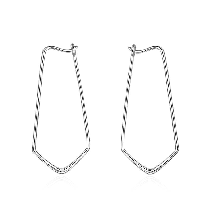 Sterling Silver Geometric Hoop Drop Dangle Threader Earring Statement Hypoallergenic Jewelry