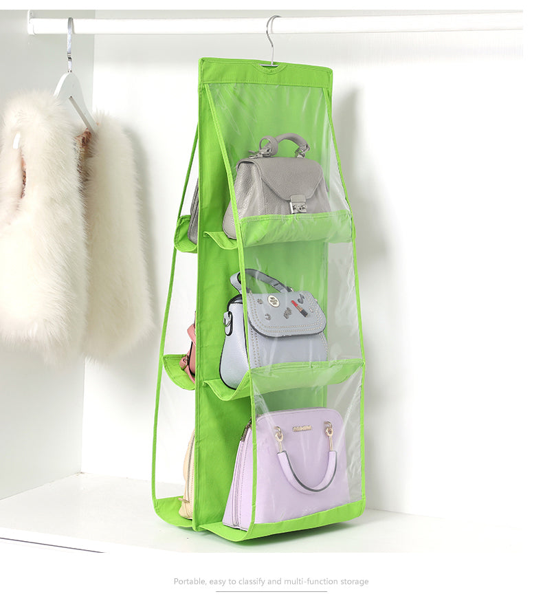 Double-sided Six-layer Visible Transparent Hanging Bag Storage