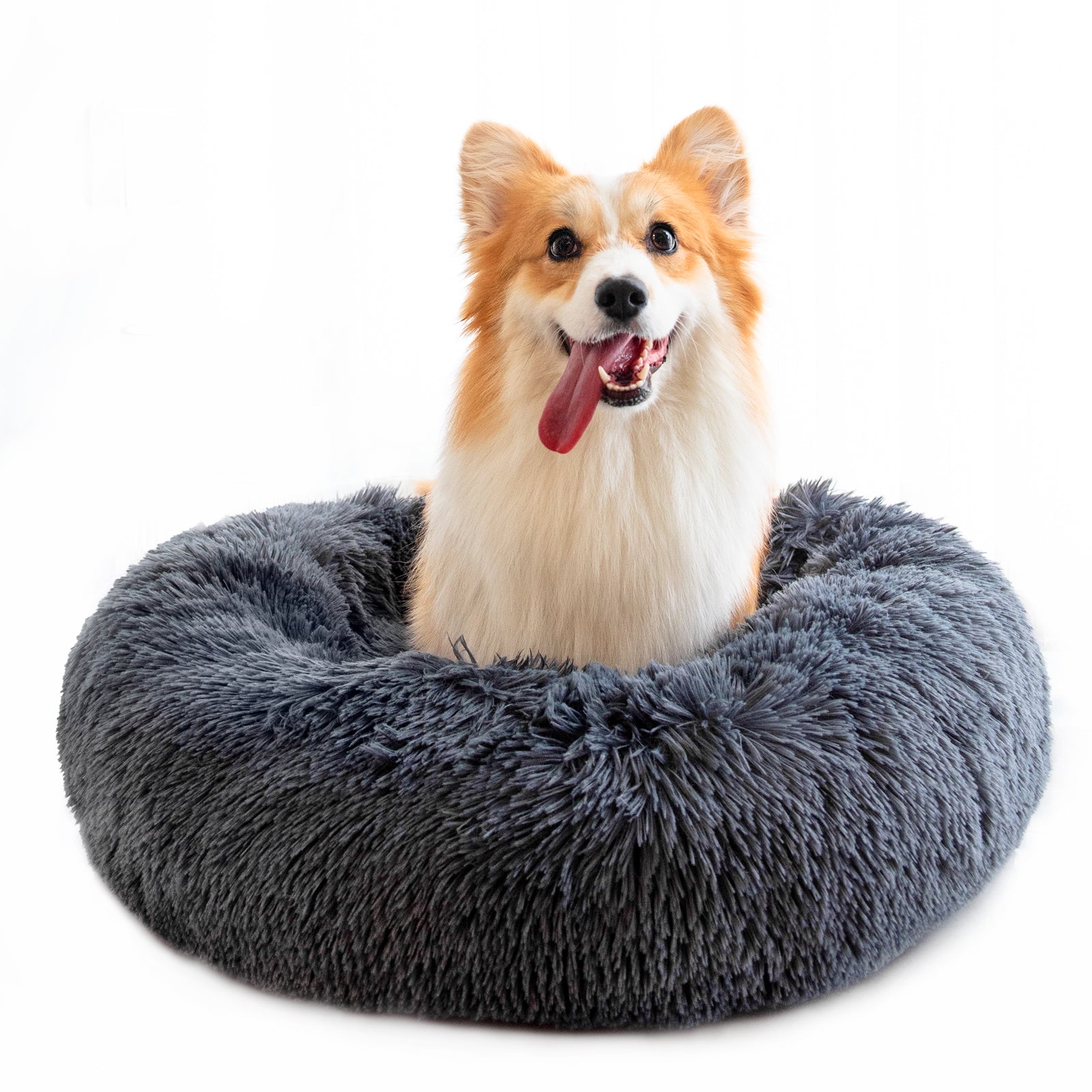 Pet Beds Anti Anxiety Fluffy With Anti-Slip & Water-Resistant Bottom Washable Calming - Minihomy