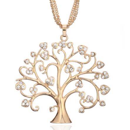 Big Tree Of Life Pendant Long Necklaces Drilling - Minihomy