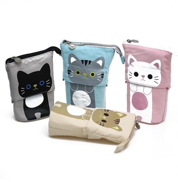 Cat Cute Fashion Portable Flexible Pencil Zipper Case