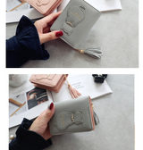 Women's cat decoration tassel short paragraph vertical section two fold small wallet