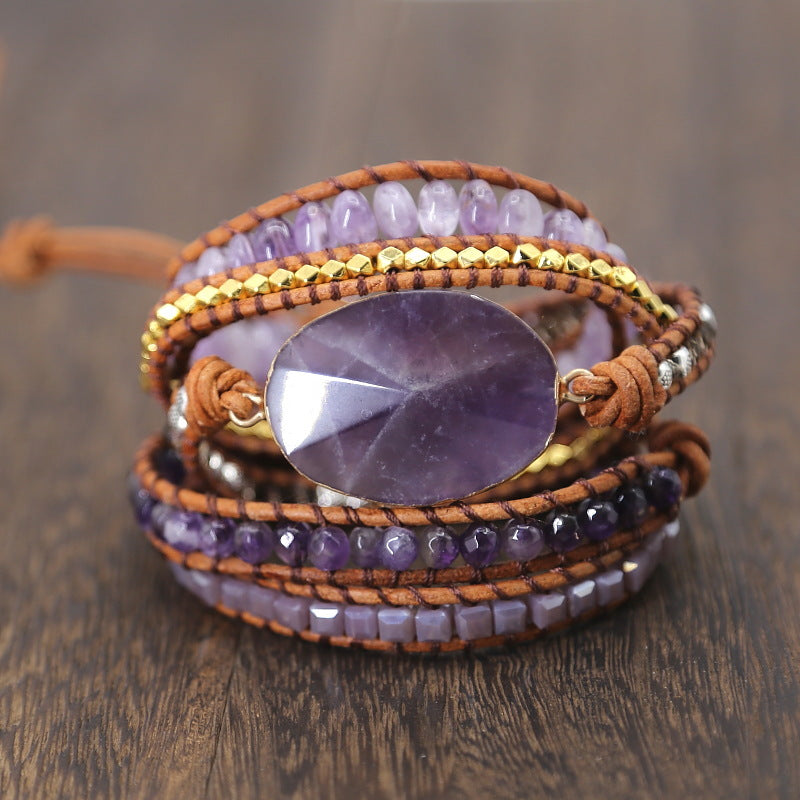 Natural Amethyst  Beaded Bracelet - Minihomy