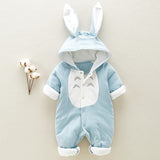 Cotton padded cotton baby romper thickened hooded clothes