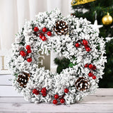 Christmas Artificial Pinecone Red Berries Wreath Front Door Window Decoration