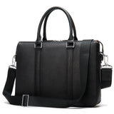 Men's Simple Solid Color Leather Briefcase