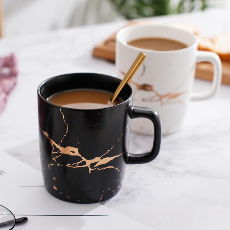 European style golden marbled ceramic cup