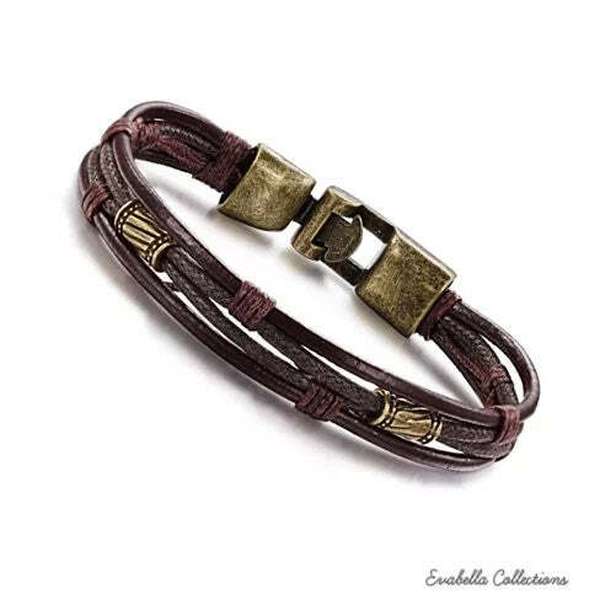 Gemini Twin Bracelets in Genuine Leather and Antique Metal Finish - Minihomy