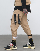 Loose Fit Elastic Waist Cargo Pants Street Ankle Banded Large Casual Pockets Pants