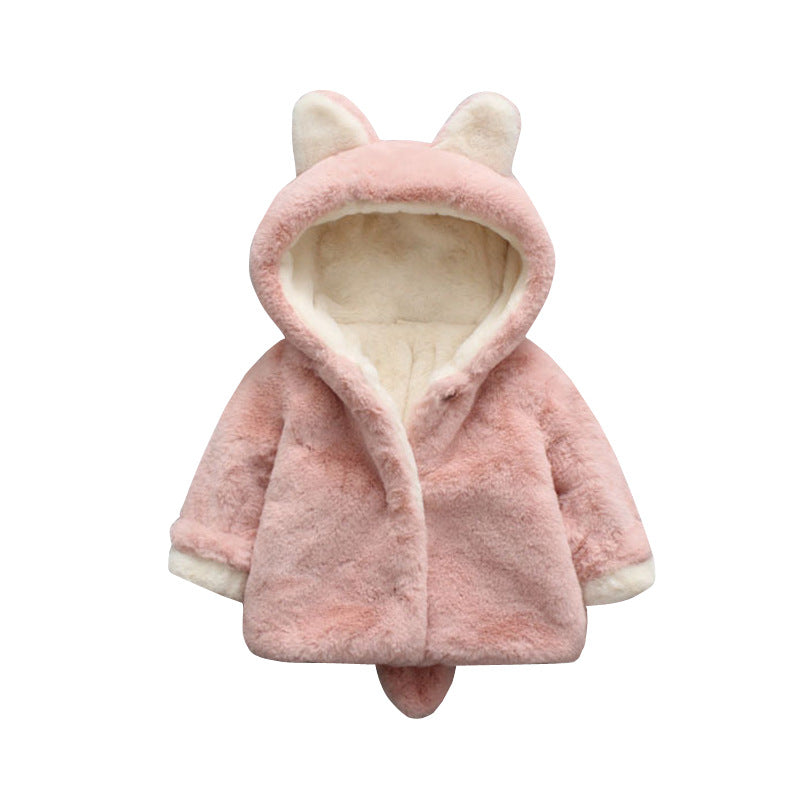 Cute Cat Ears Plush Baby Jacket - Princess Girls Coat