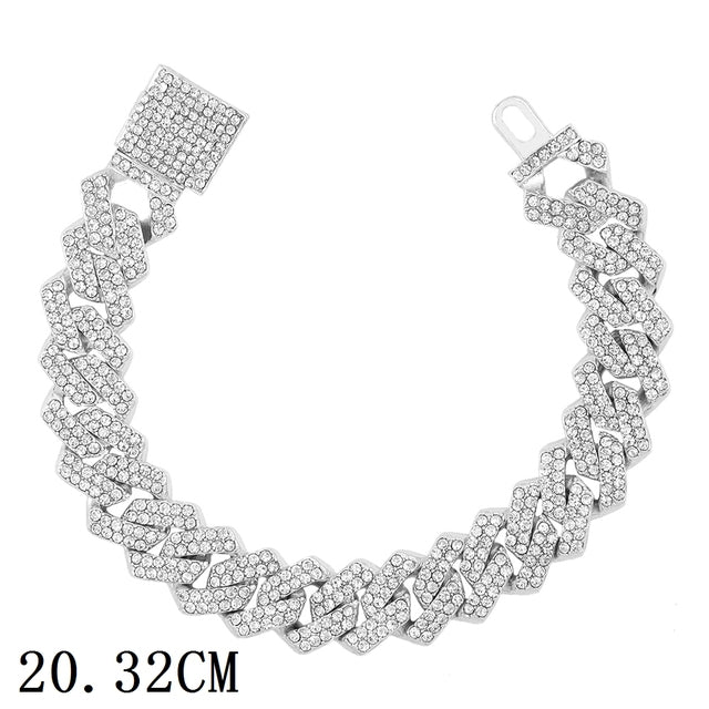 12mm Iced Out Cuban Link Chain Bracelet