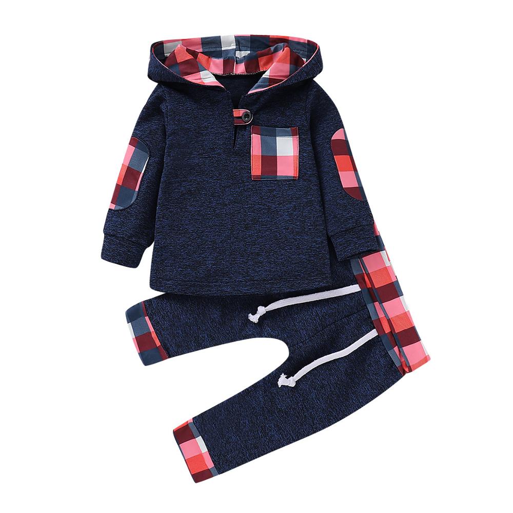 Multicolor Embroidery Plaid Plush Hoodie Suit