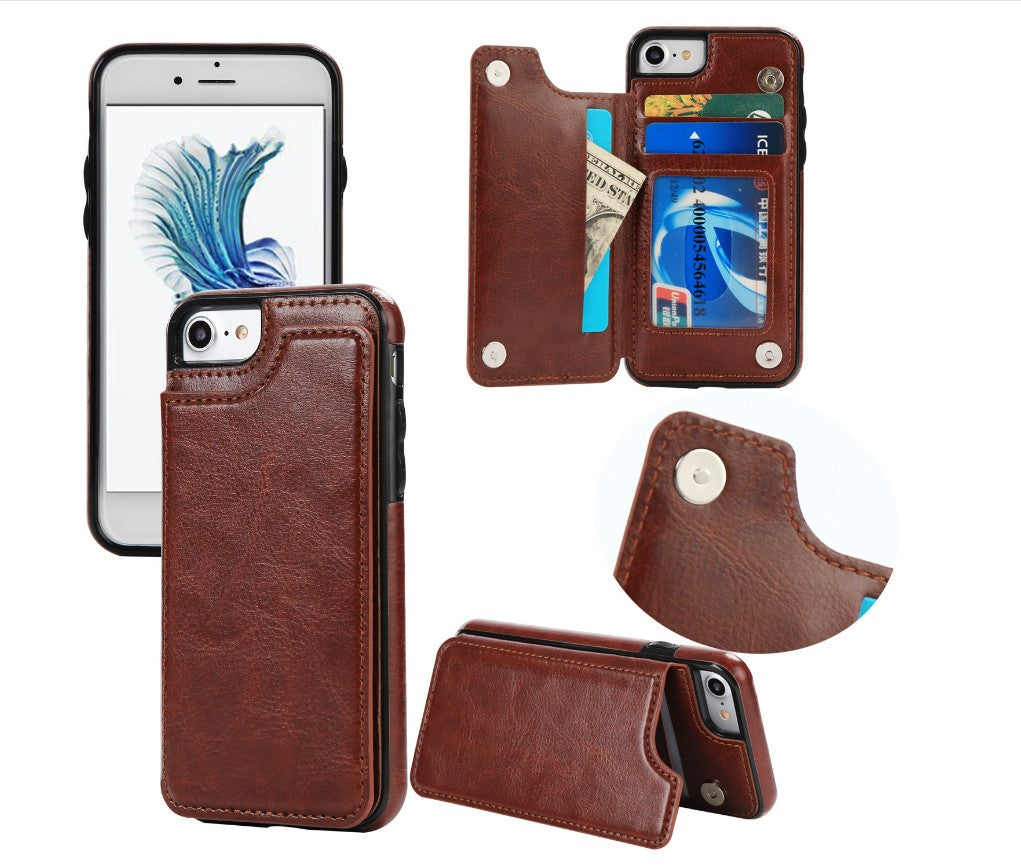 Apple-Compatible Cell Phone Shell: Rear Cover Protective Leather Case