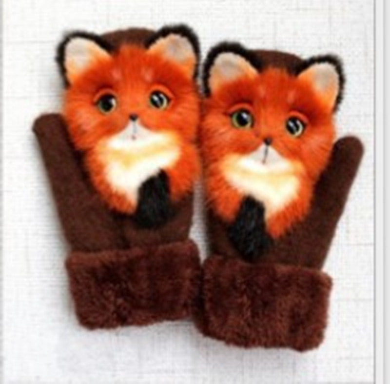 Cartoon Animal Autumn And Winter Warm Mittens - Minihomy